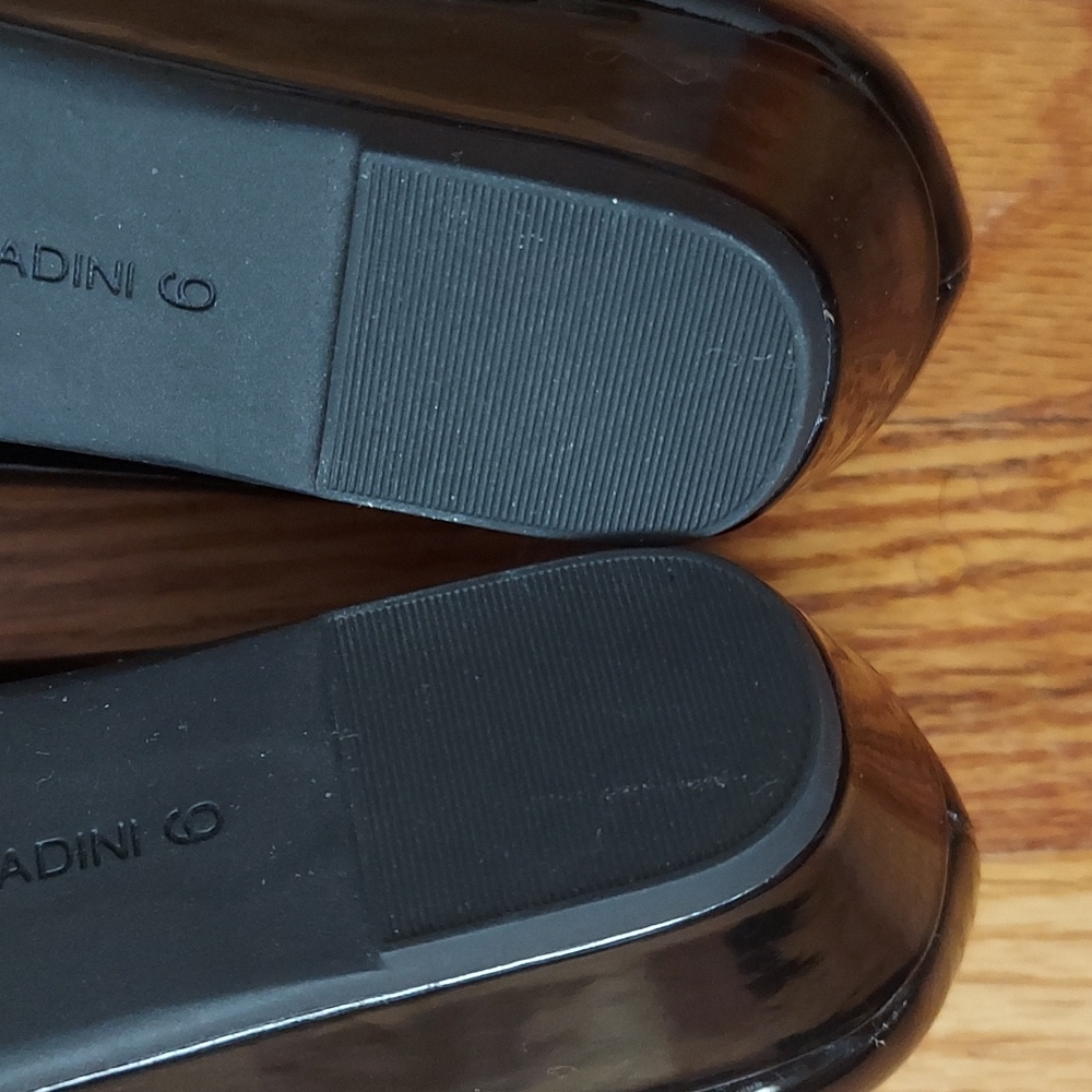Adrienne Vittadini Palm Beach Black Patent Wedges w/ Rhinestone Details Size 6 - Picture 14 of 16